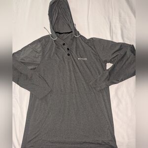 Columbia PFG Men's Large Gray Long Sleeve Light Hooded Sweatshirt